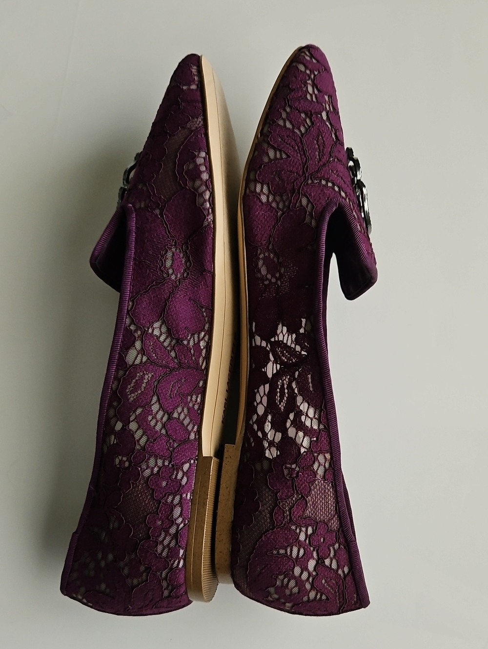 Karl Lagerfeld Women's Plum Lace Embellished Flats - Picture 3 of 4